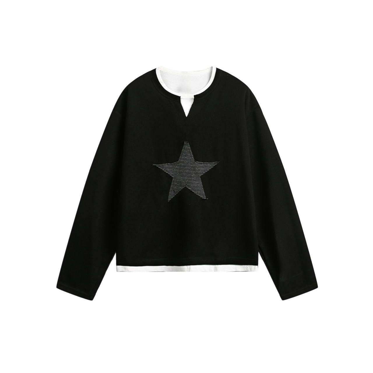 Omirad Star Panel Cropped Cotton Long-Sleeve