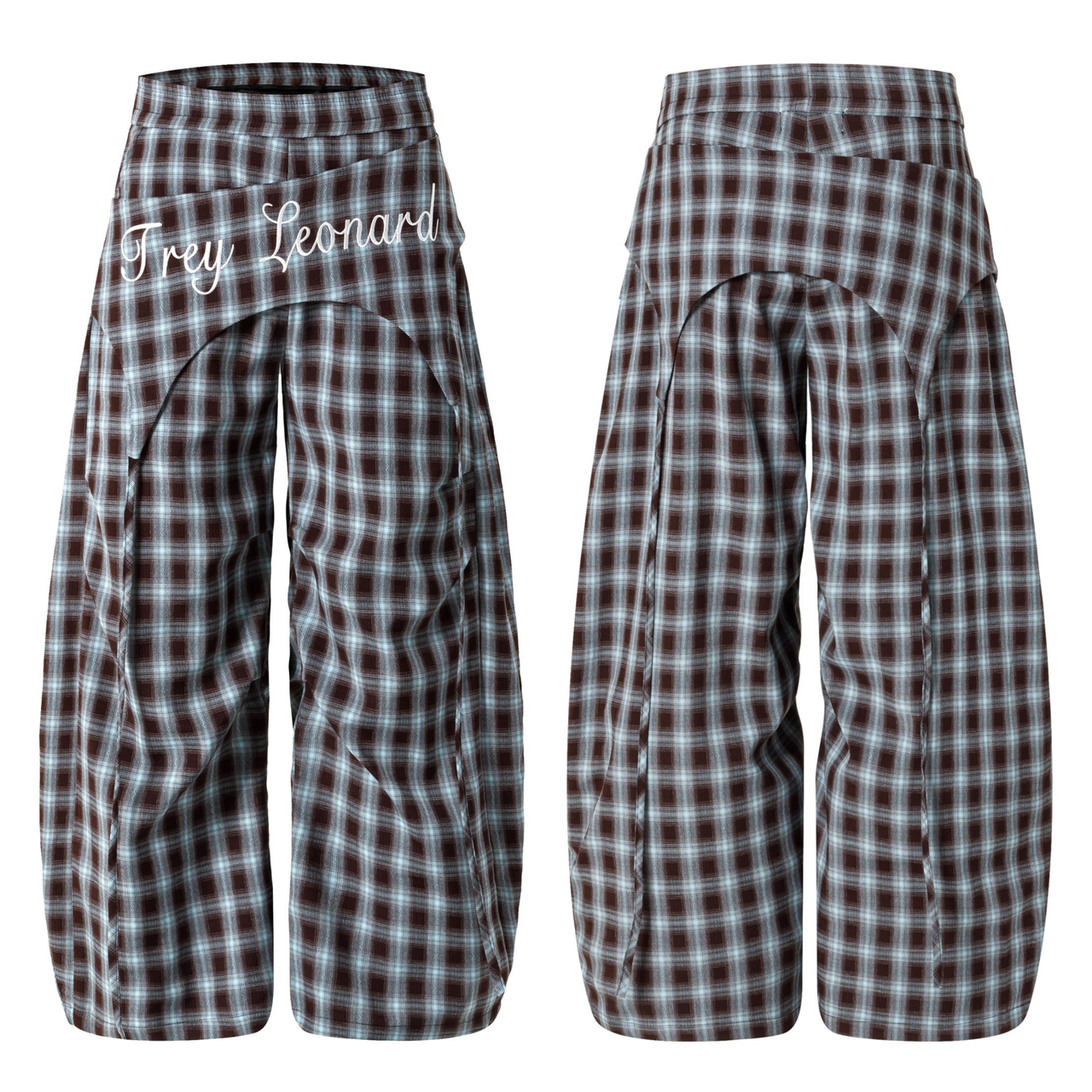 Omirad Plaid Overlay Wide-Leg Mesh Pants
