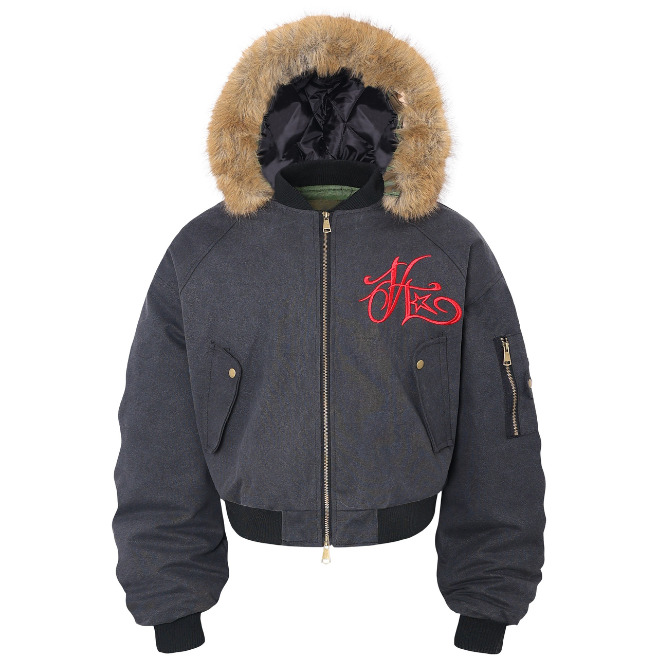 Omirad Fur-Trimmed Embroidered Bomber Jacket