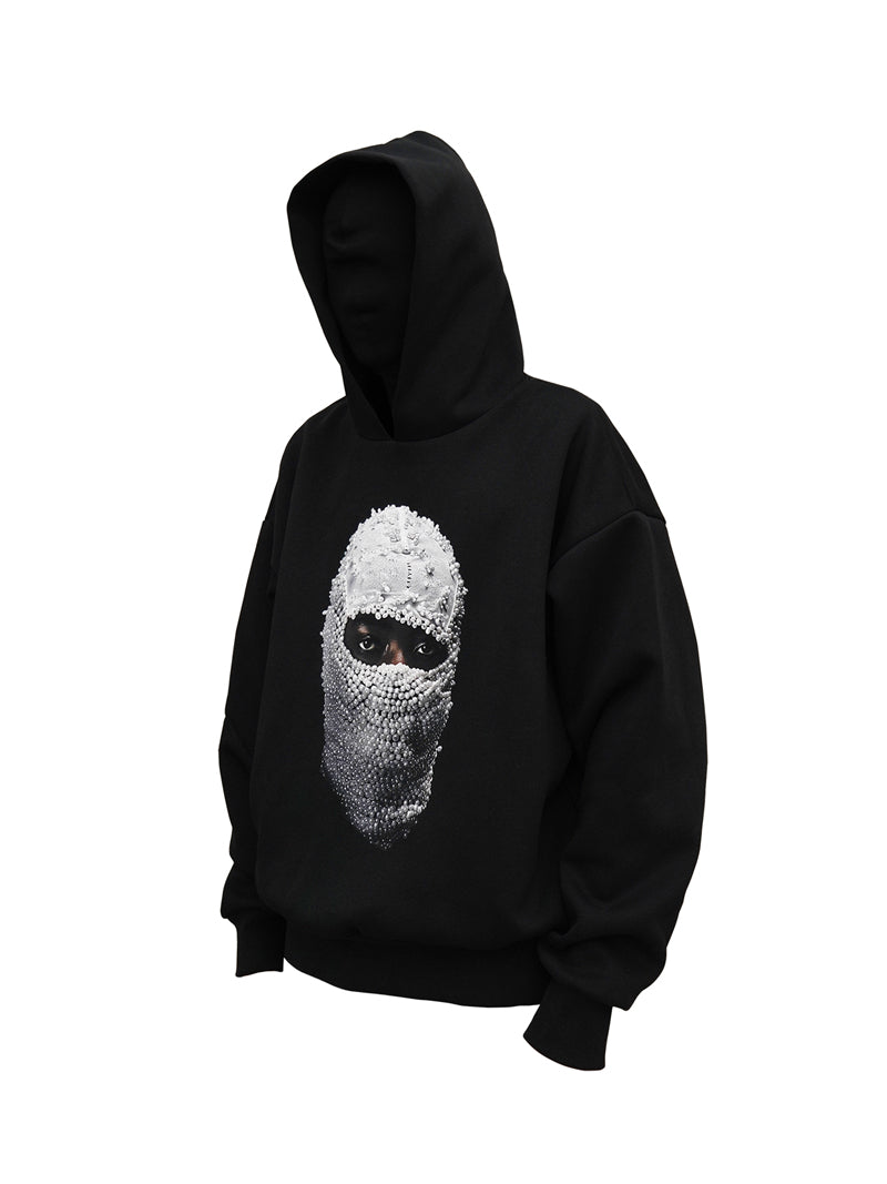 Pearl Detail Portrait Hoodie