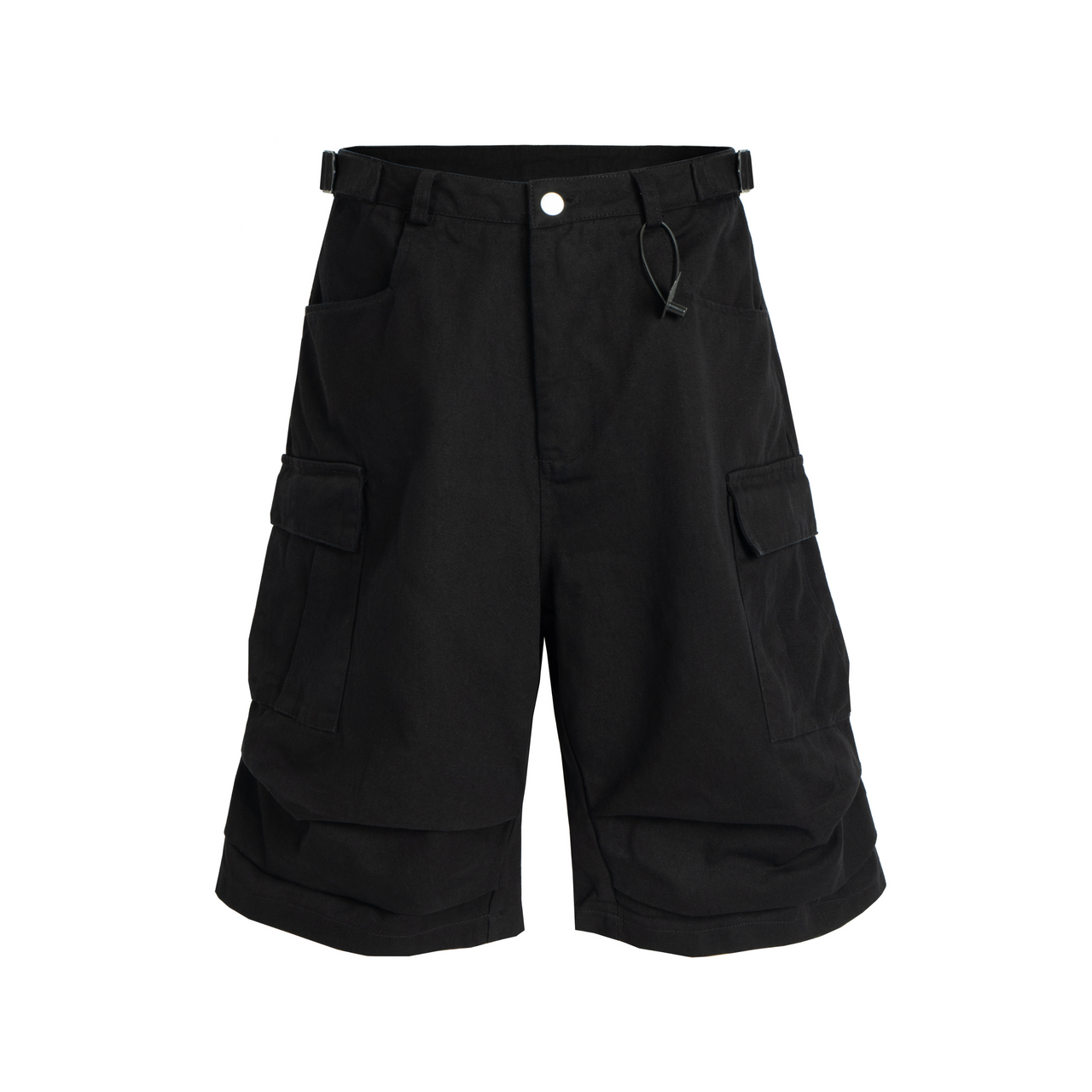 Oversized Knee-Length Pleated Multi-Pocket Pants