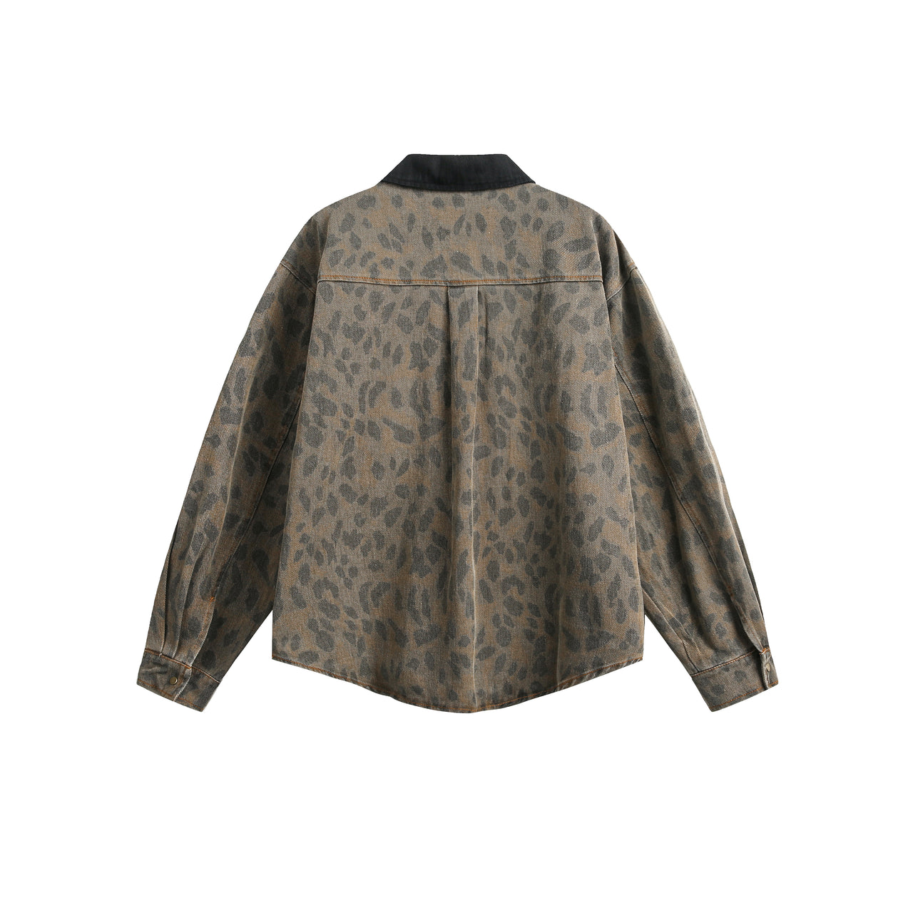 Omirad Leopard Washed Denim Shirt Jacket