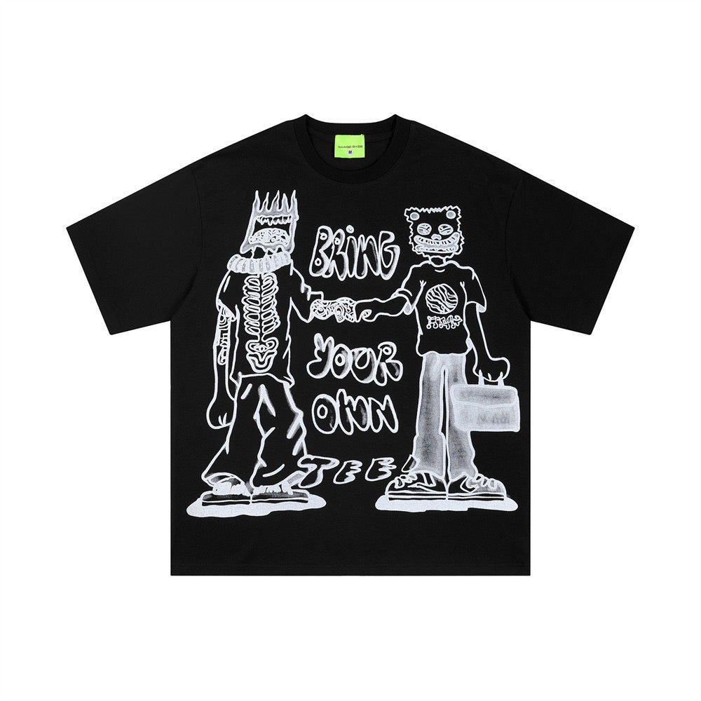 Fun Cartoon Graffiti Print Tee