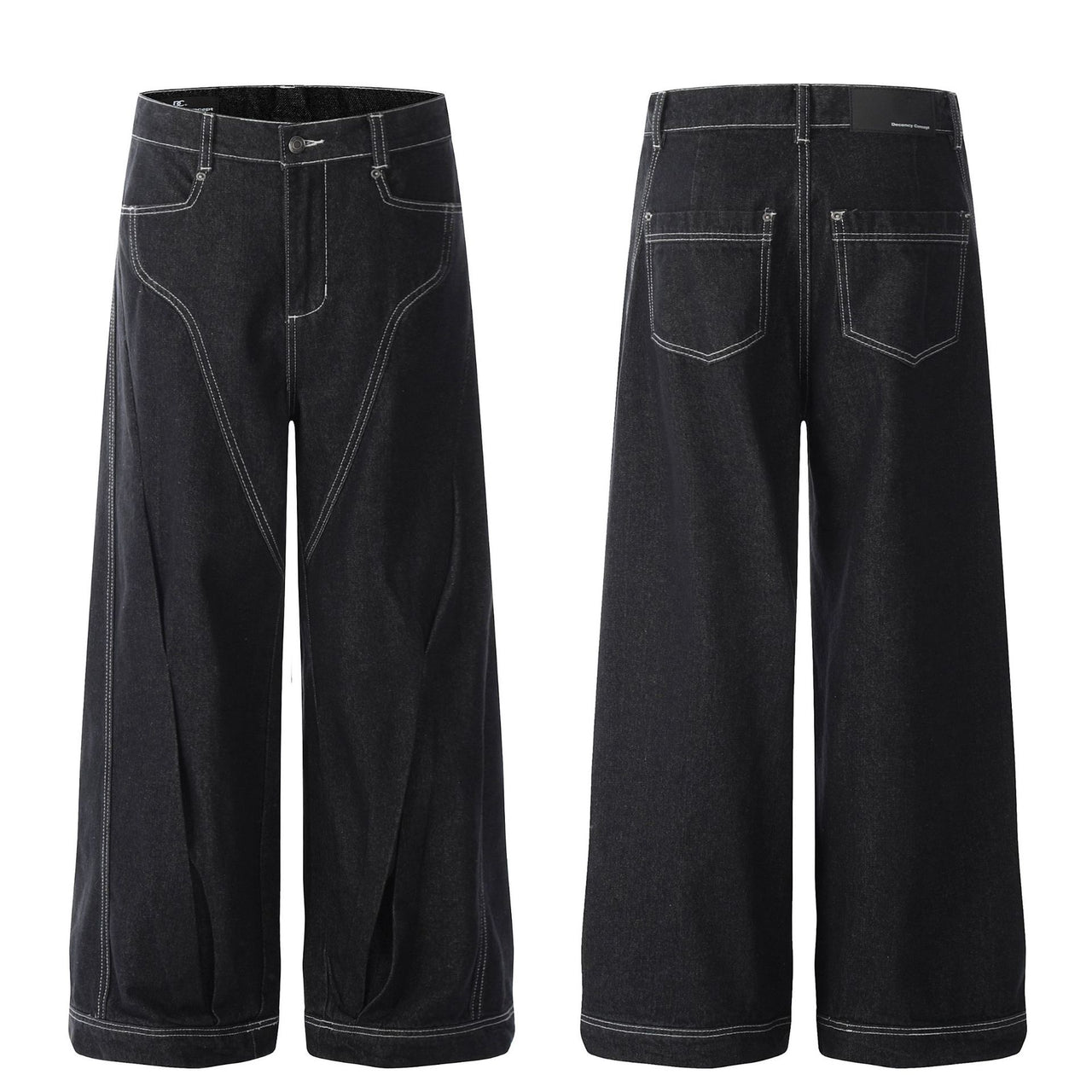 Omirad Contrast-Stitch Wide-Leg Jeans