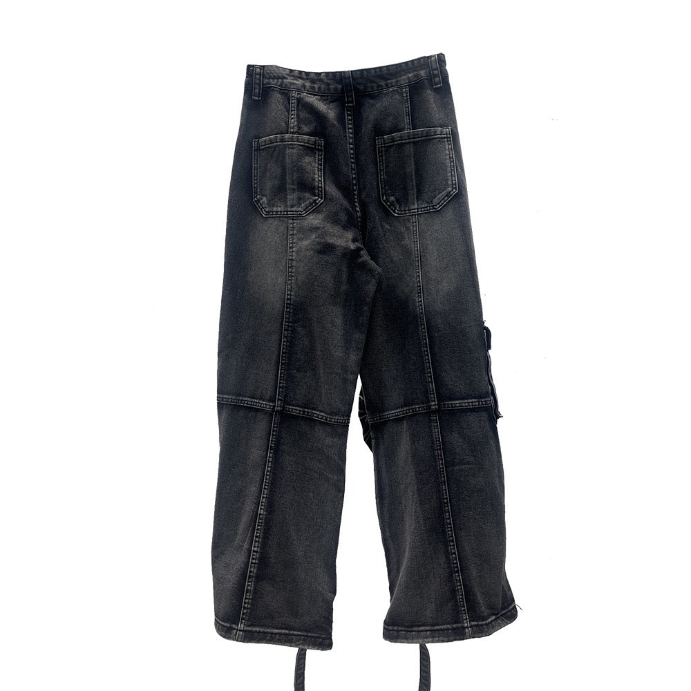 Distressed Punk Multi-Pocket Jeans