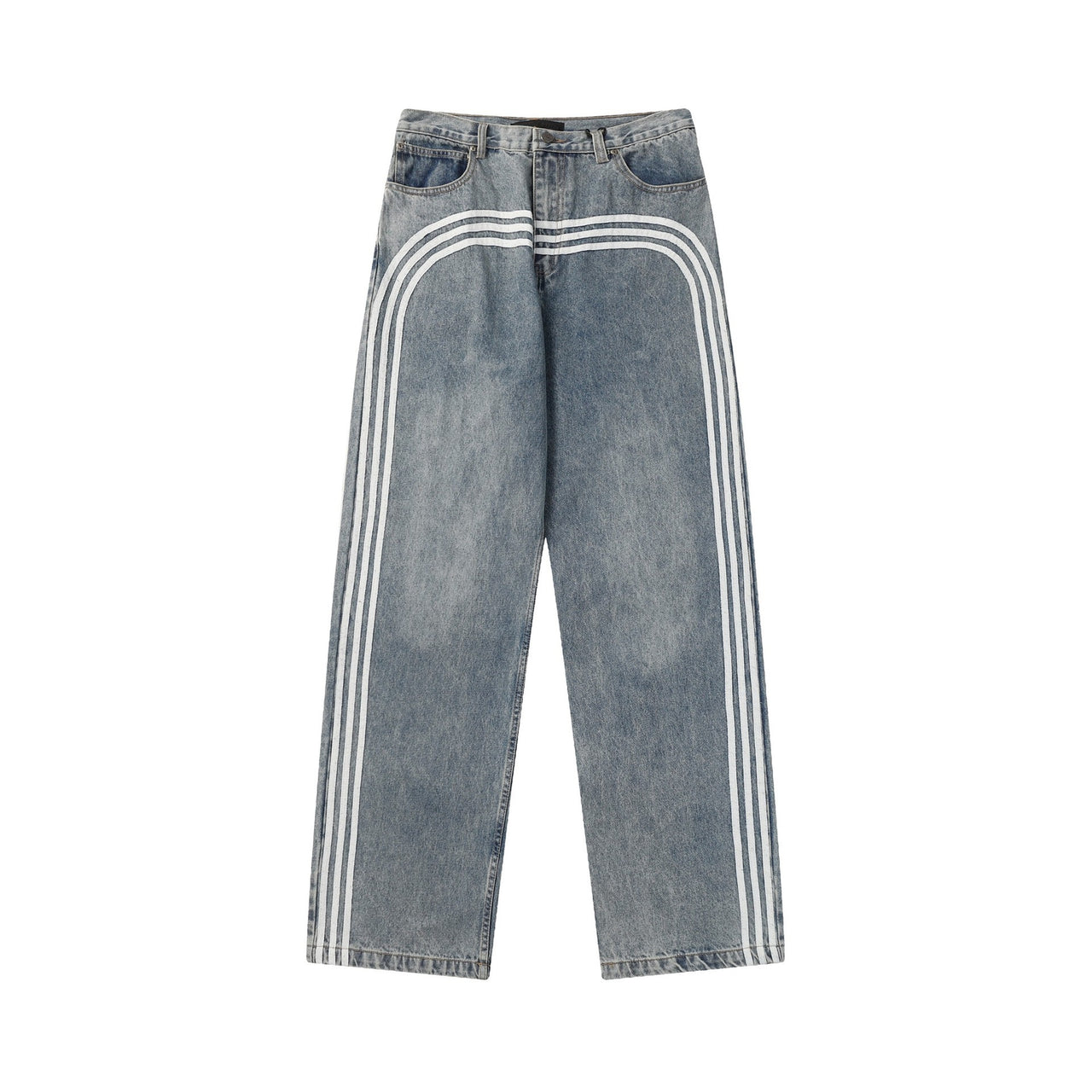 American Streetwear Loose-Fit with Three Stripes Wash Jeans