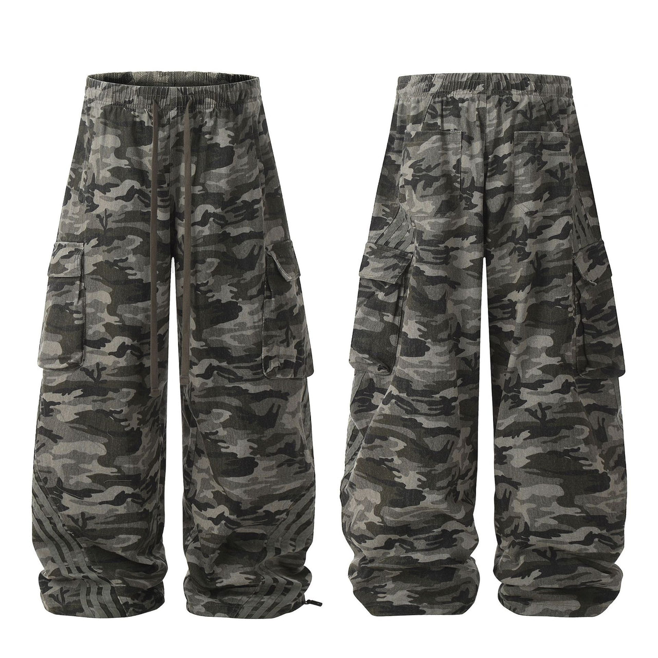 Camouflage Wide-Leg Work Pants
