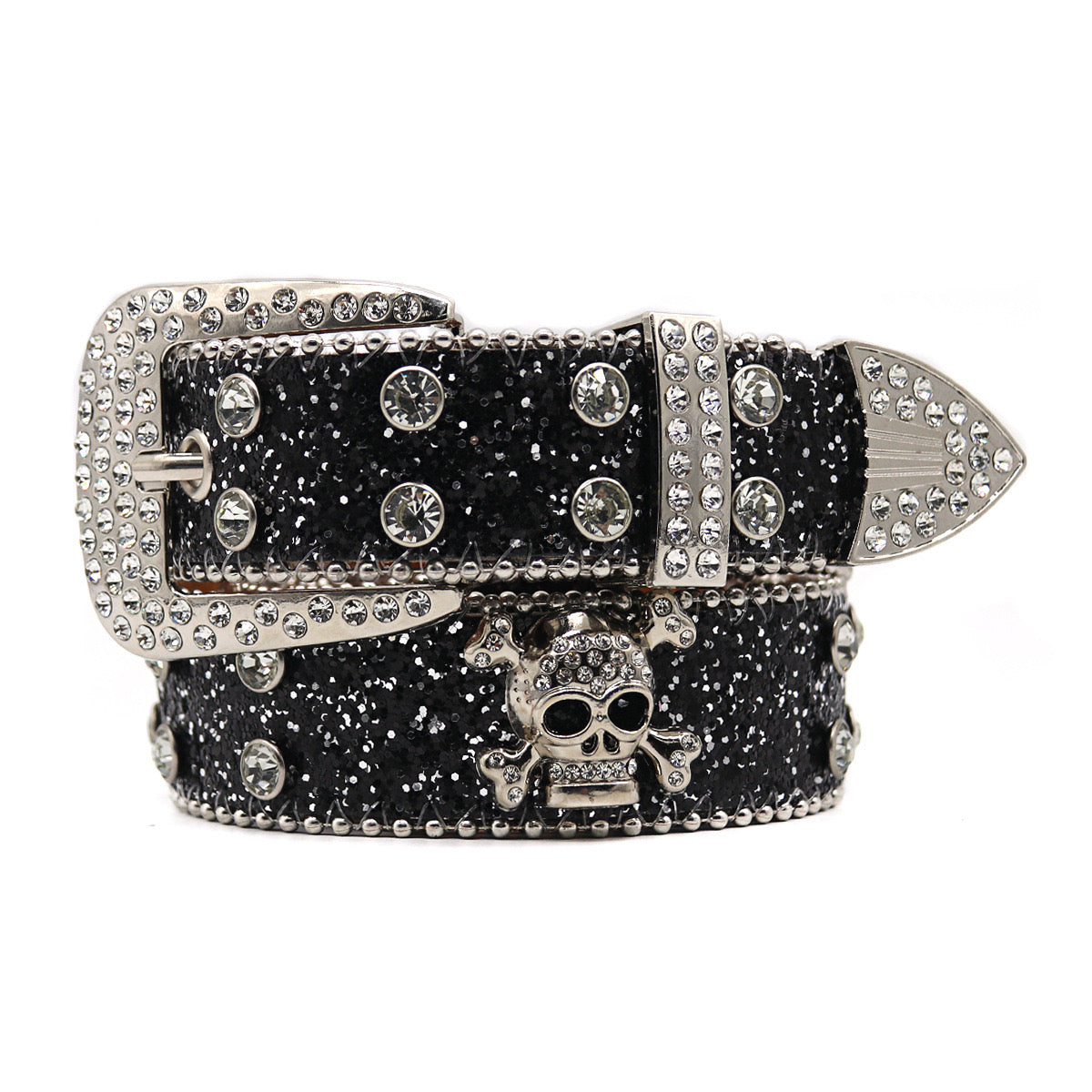 Punk Skull Rhinestone Studded Belt