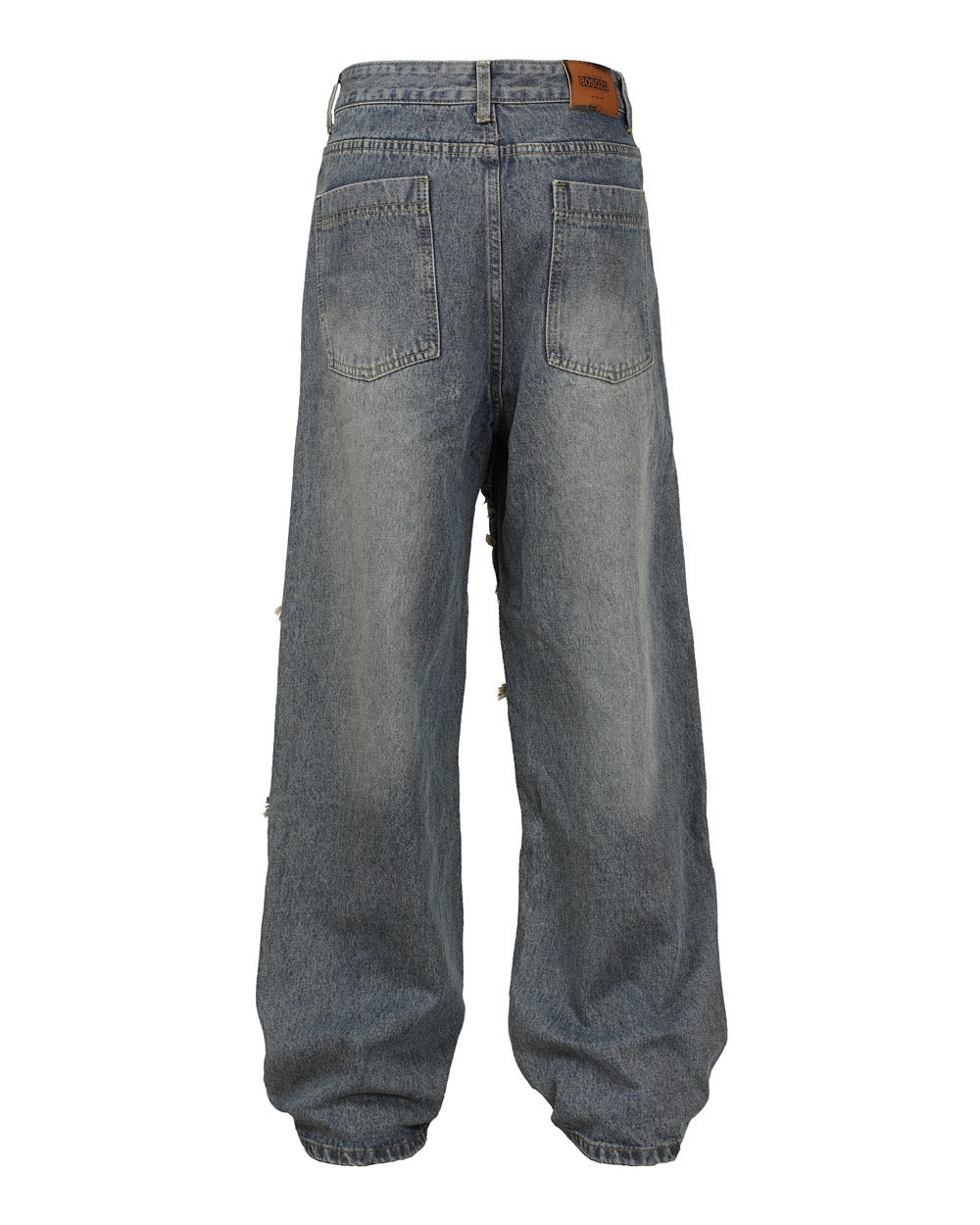 Zippered Frayed Line Jeans