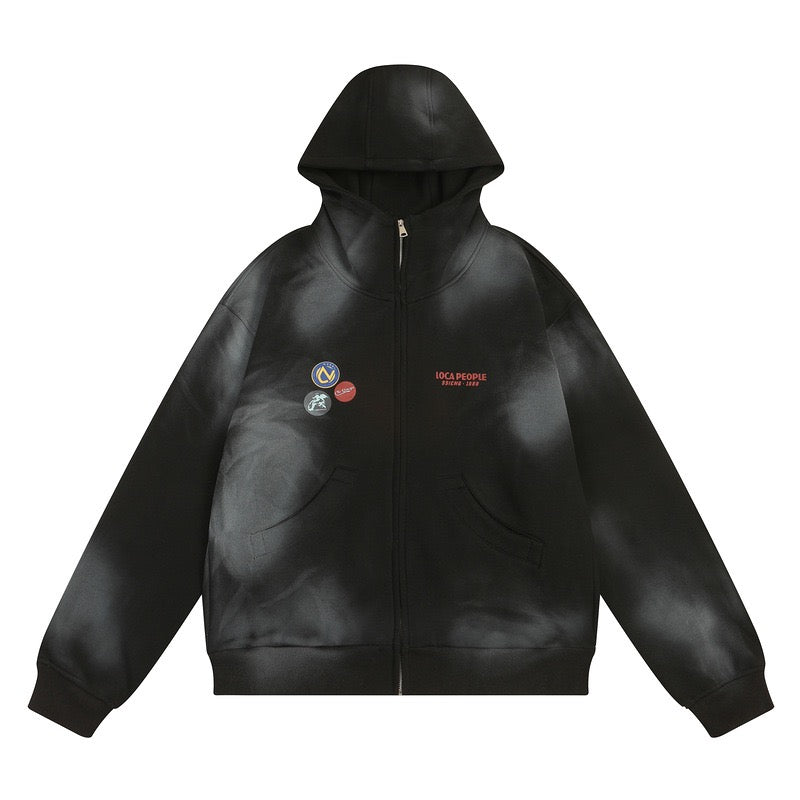 Dark Vintage Gradient Distressed Hoodie