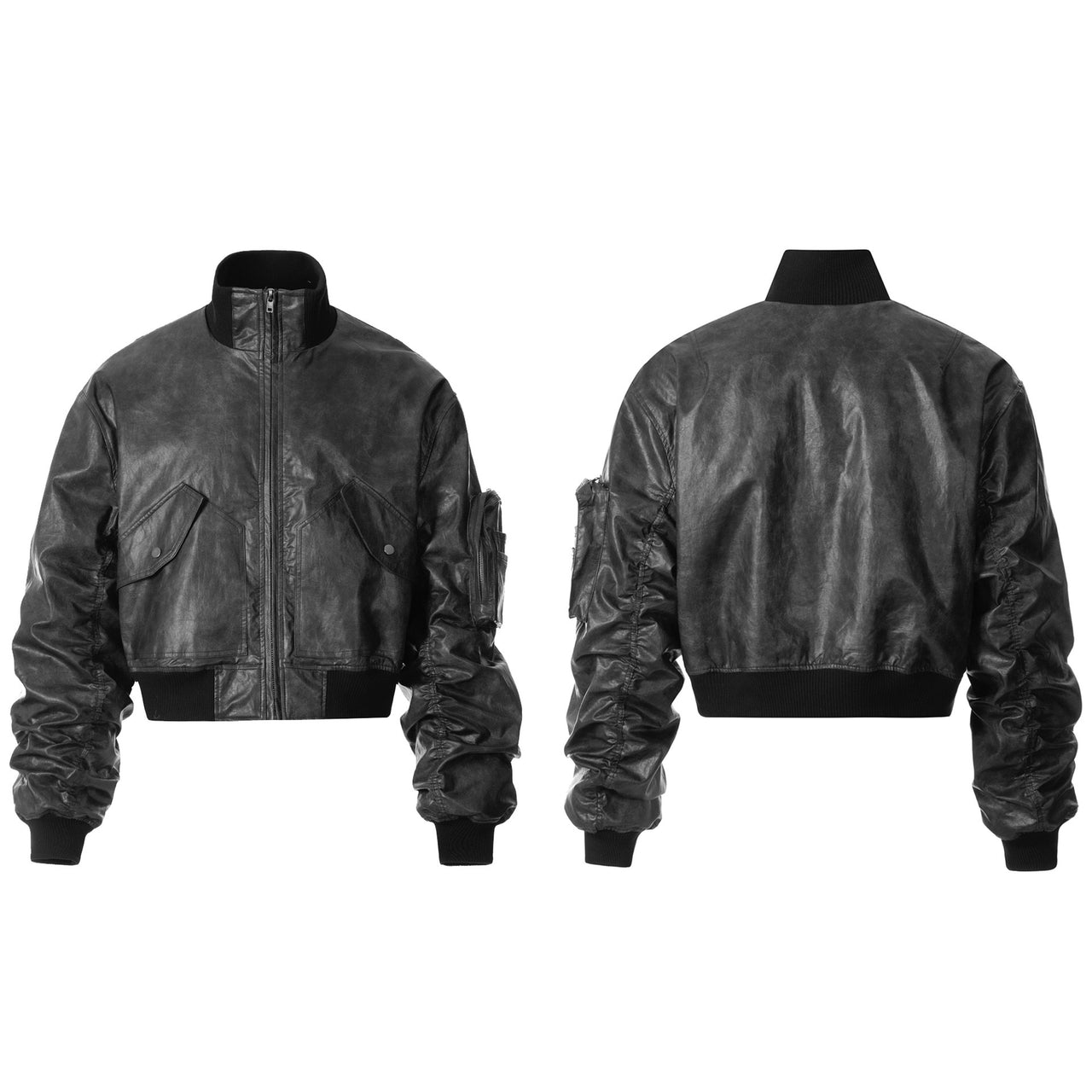 Omirad Vintage PU Bomber Jacket