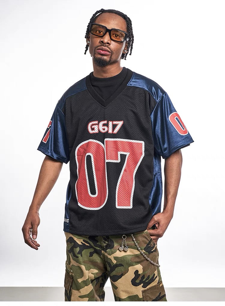 Numbered V-Neck Jersey Tee