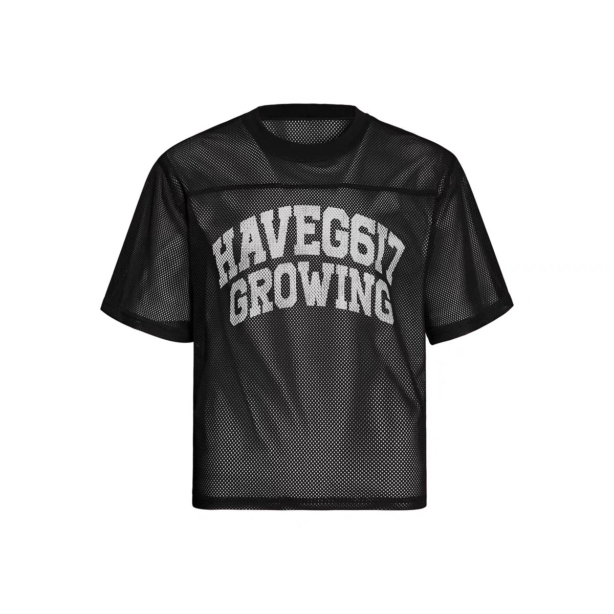 Mesh Hollow Letter Print Tee