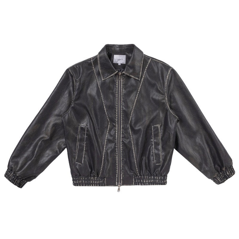 Distressed PU Leather Pilot Jacket