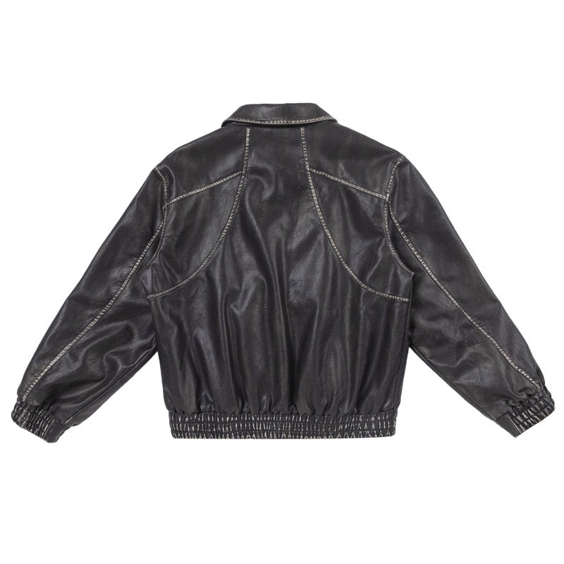 Distressed PU Leather Pilot Jacket