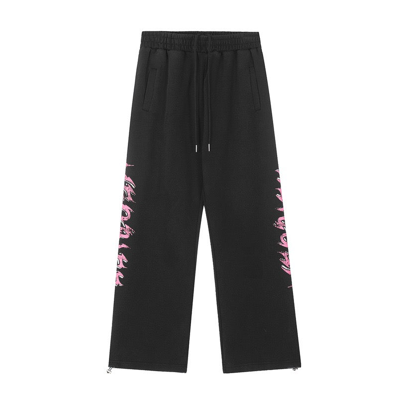 Hip-Hop Graffiti Flame Letter Straight-Leg Pants