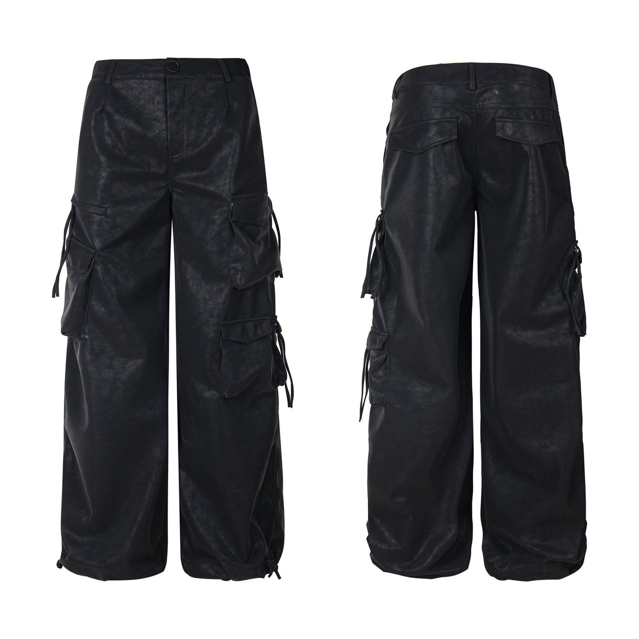 Biker Style PU Cargo Pants