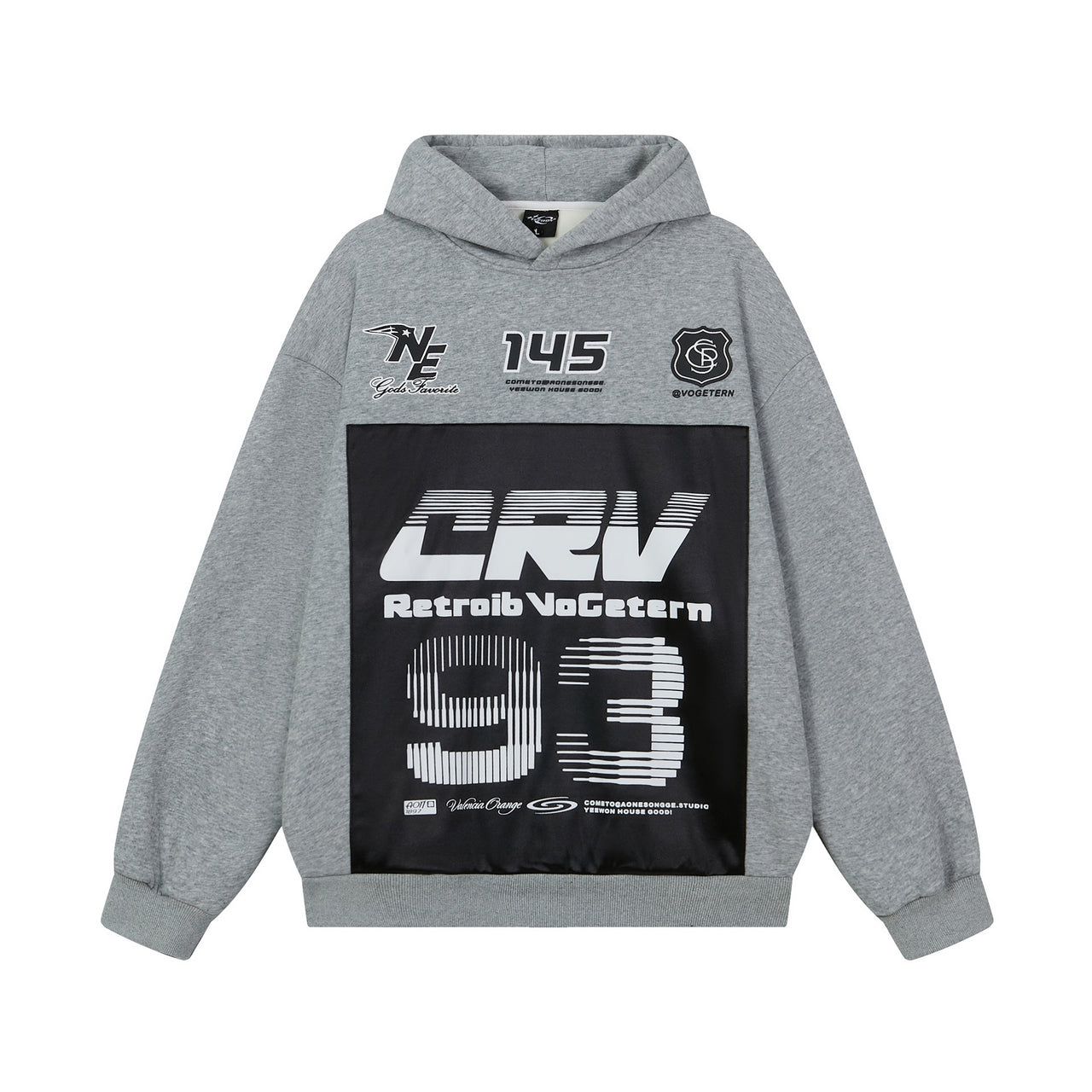 Satin Panel Loose Casual Hoodie