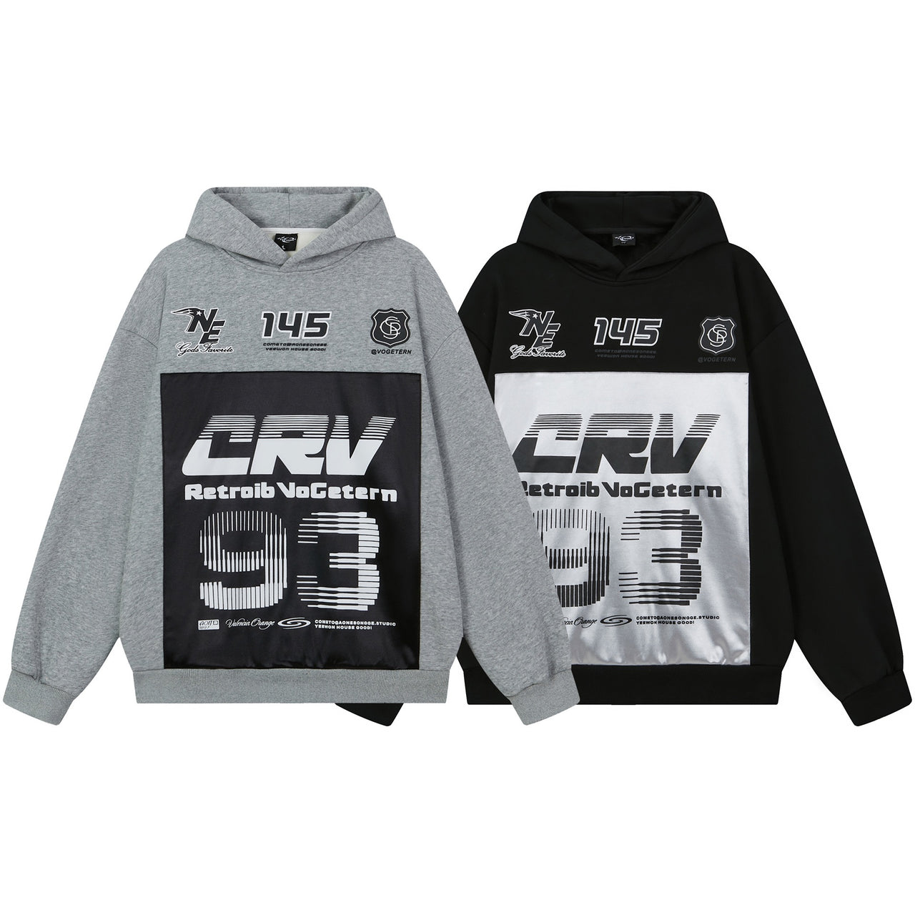 Satin Panel Loose Casual Hoodie