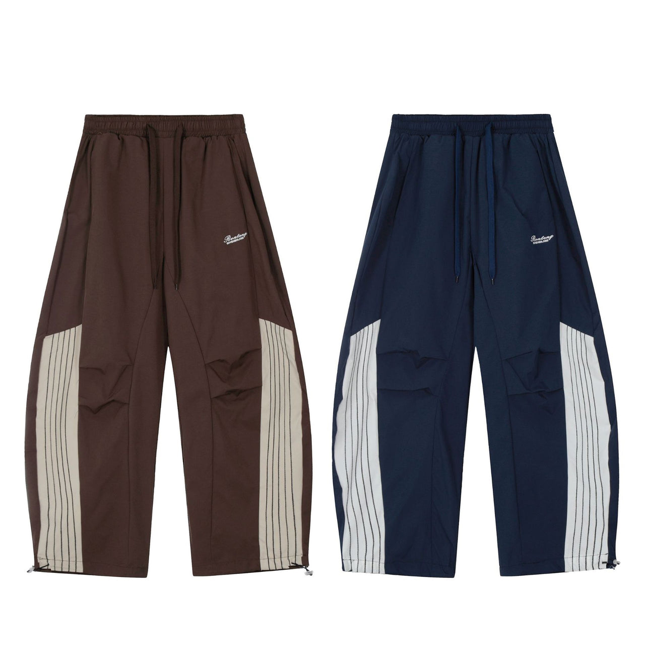 American Streetwear Striped Curved Hem Casual Pants