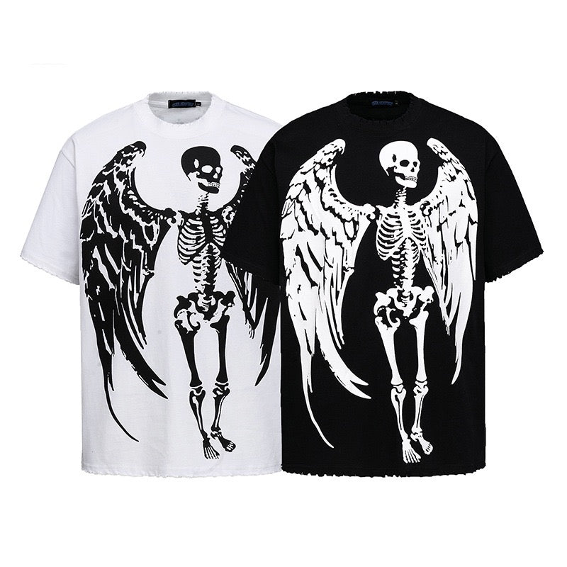 Dark Aesthetic Skeleton Demon Graphic Short Sleeve Tee