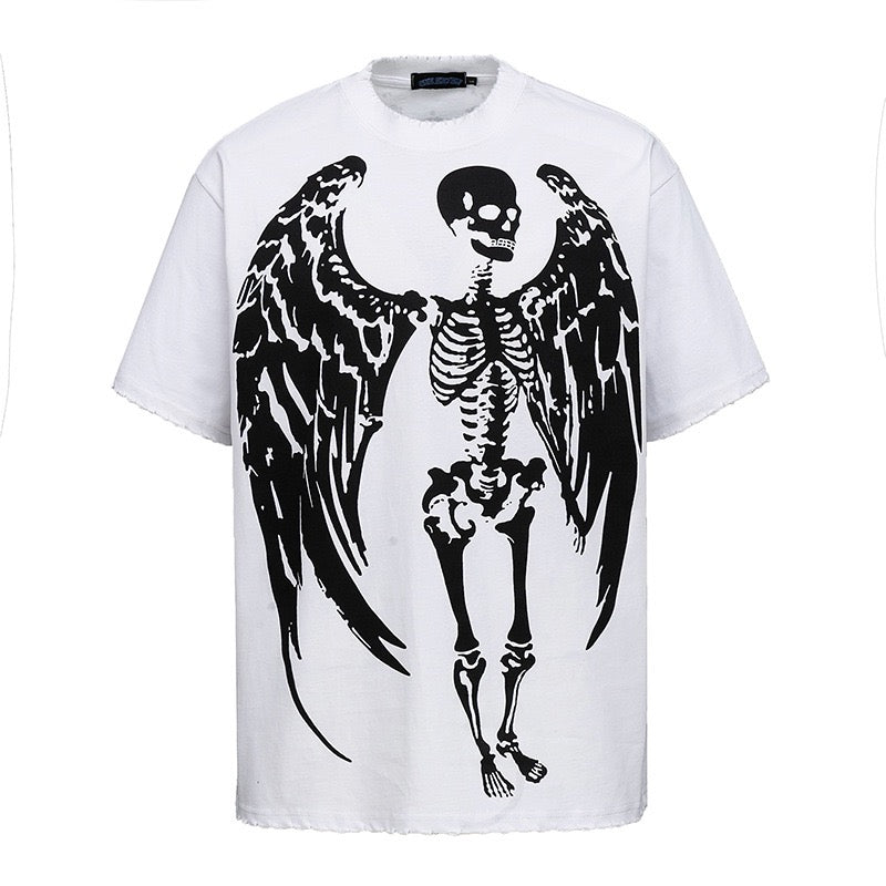 Dark Aesthetic Skeleton Demon Graphic Short Sleeve Tee
