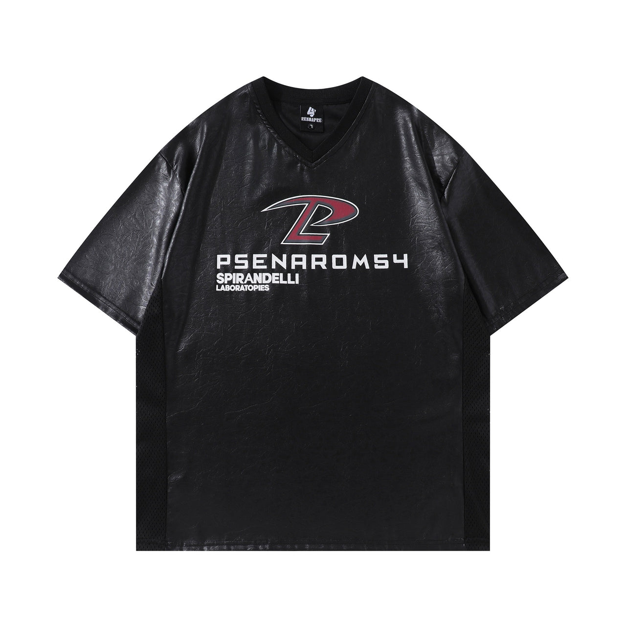 PU Leather Panel Biker Tee