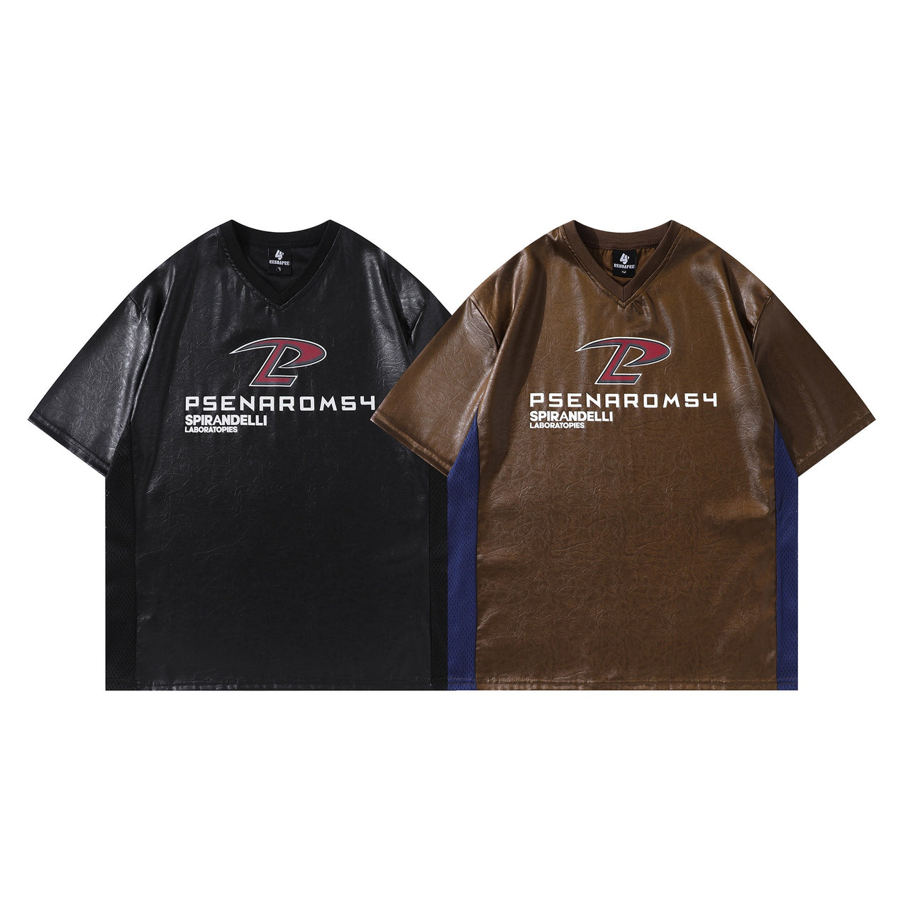 PU Leather Panel Biker Tee