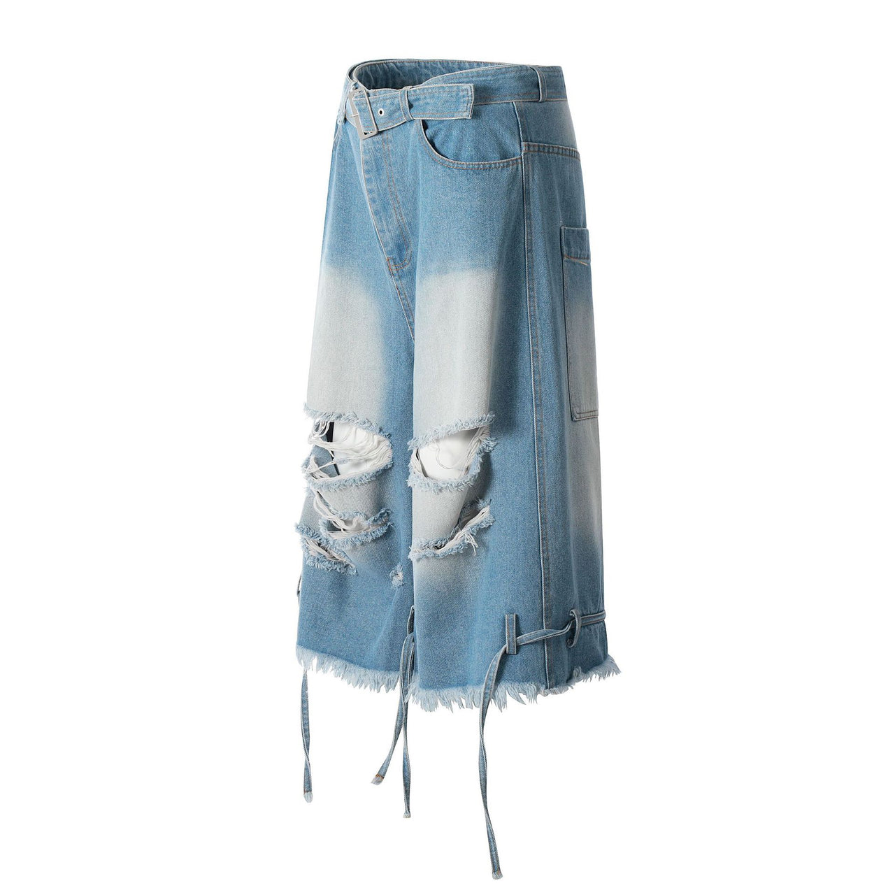 Washed Distressed Denim Jorts