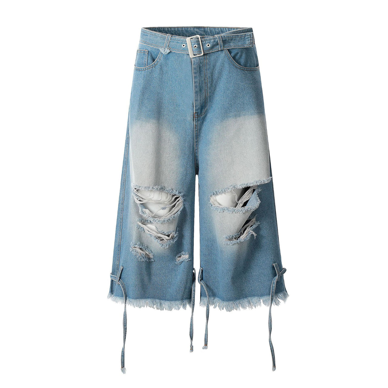 Washed Distressed Denim Jorts