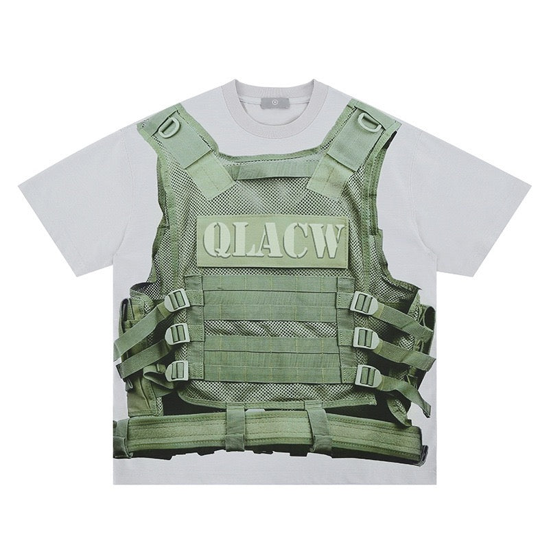 Printed Faux Layered Tactical Vest Tee