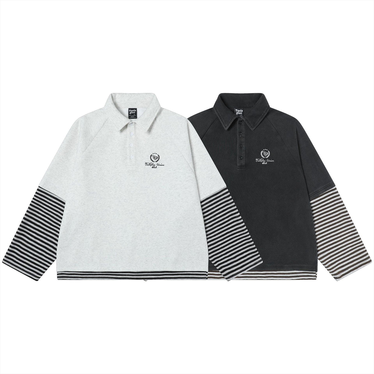 Striped Color Block Faux Layered Sweatshirt