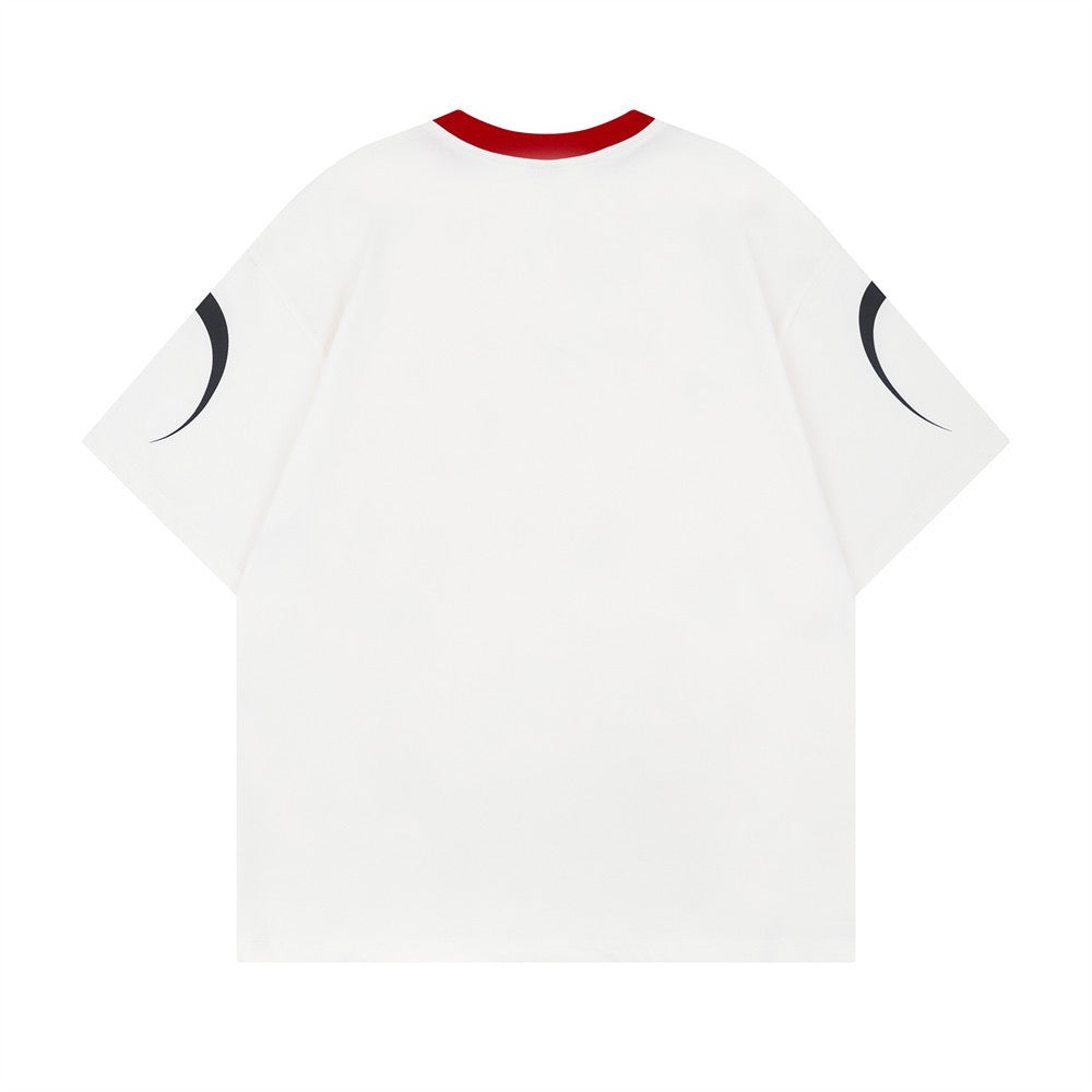 High Street Loose Color Block Letter Print Tee