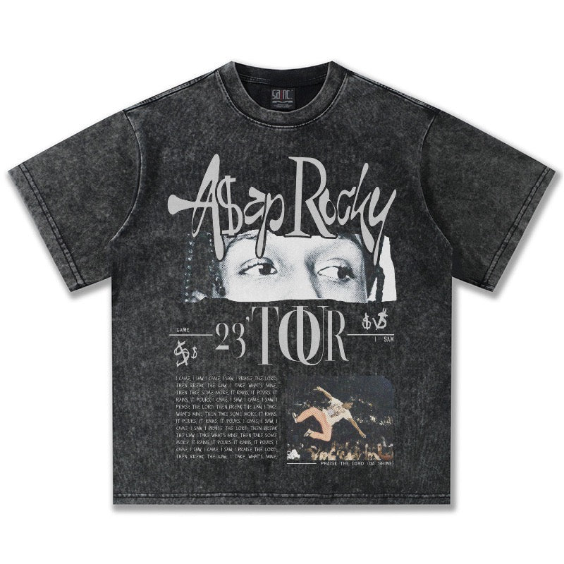 Washed Vintage Printed Short Sleeve Tee