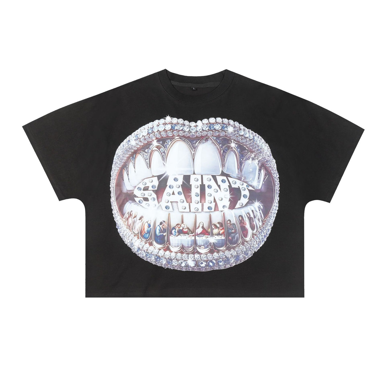 Cartoon Graphic Batwing Sleeve Short Sleeve Tee