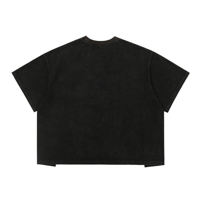 Loose Fit Asymmetrical Patchwork Short Sleeve Tee