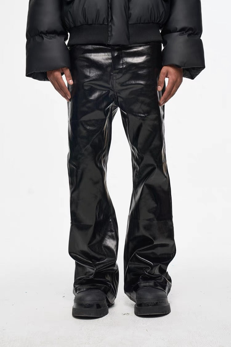 High Street Coated Glossy Flare Jeans