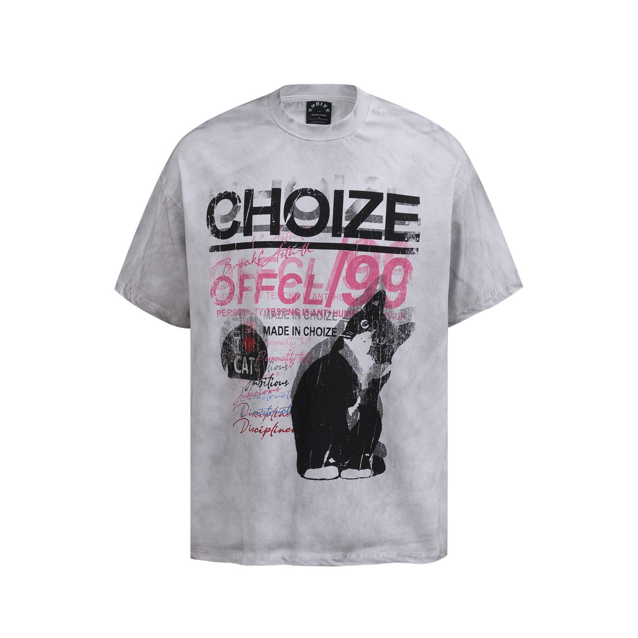 Cat Print Tie-Dye Tee