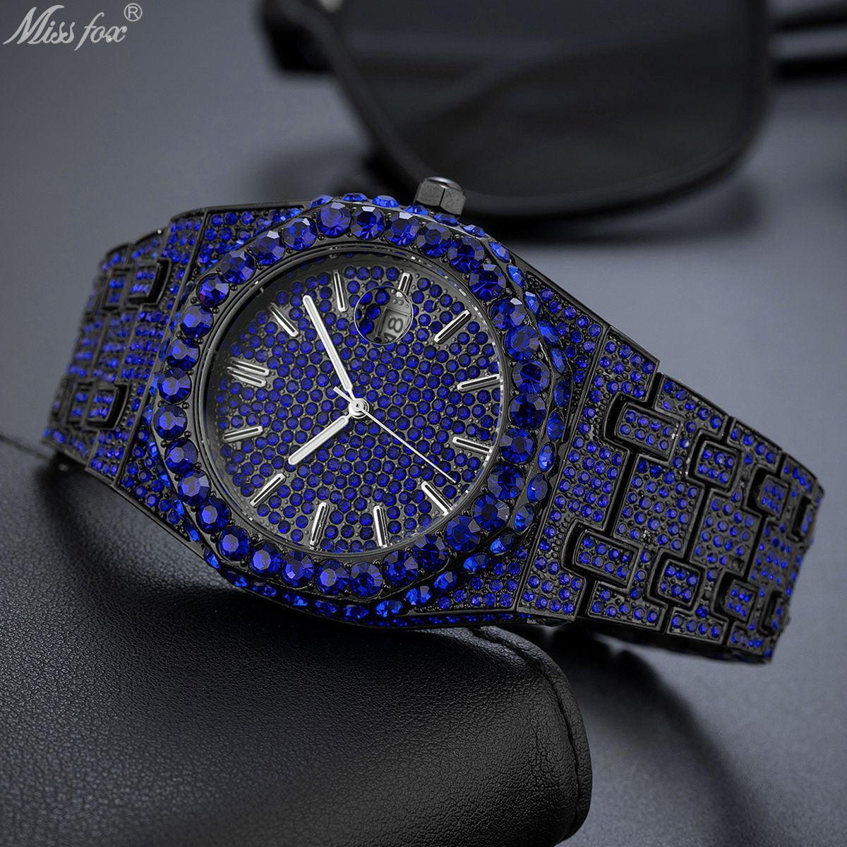 Blue Diamond Hip-Hop Luminous Watch