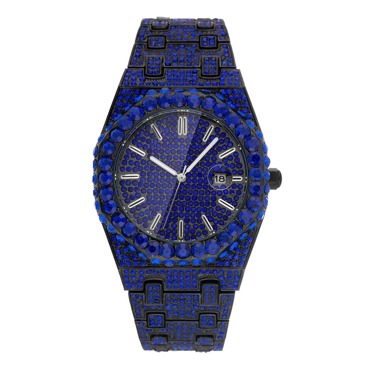 Blue Diamond Hip-Hop Luminous Watch
