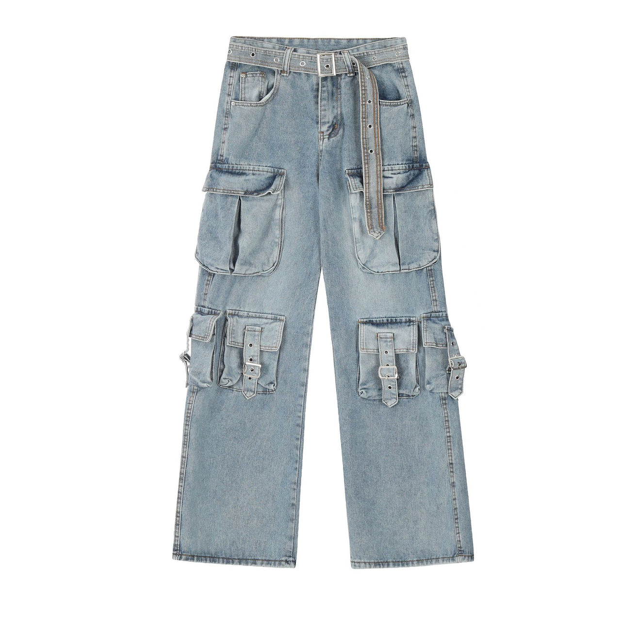 Omirad Multi-Pocket Buckle Cargo Jeans