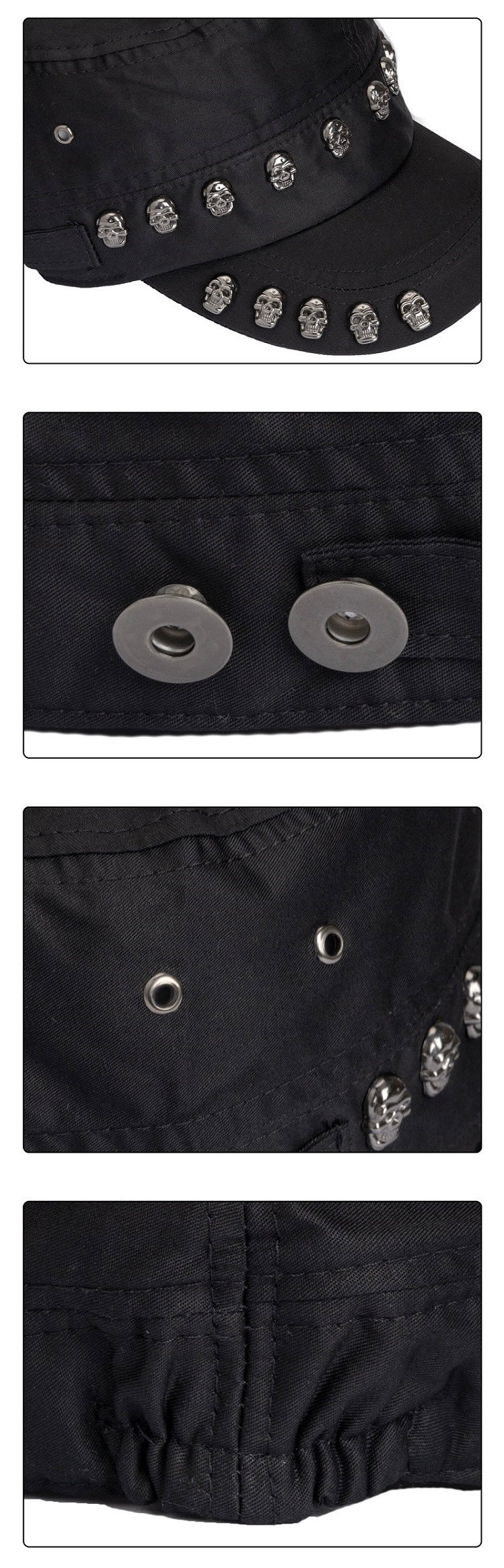 Skull Studded Flat Cap