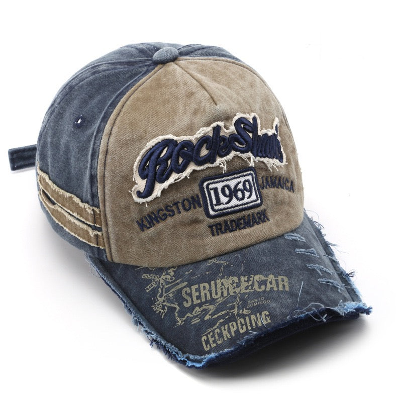 Letter Embroidered Distressed Hat