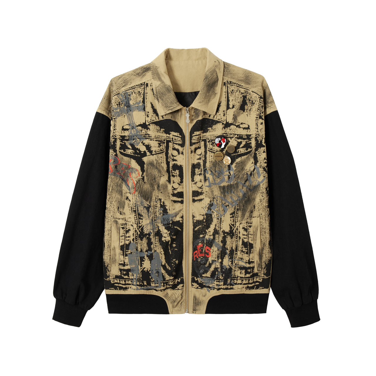 Vintage Graffiti Patchwork Jacket