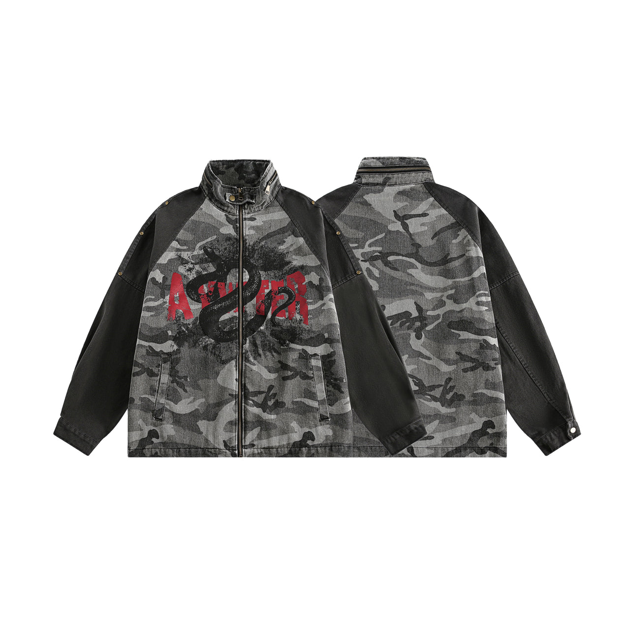 Camo Color Block Raglan Jacket