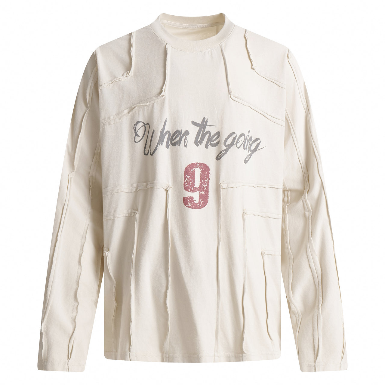 Streetwear Frayed Patchwork Crew Sweatshirt