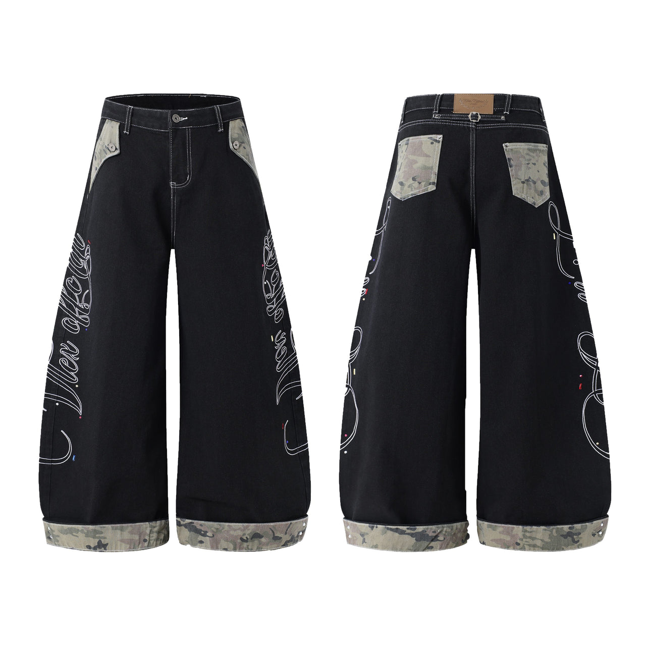 Omirad Camo Trim Wide-Leg Jeans