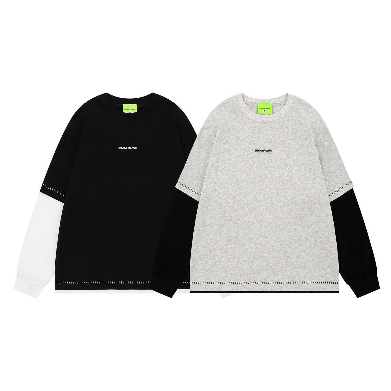 American Streetwear Layered Look Crewneck Sweatshirt