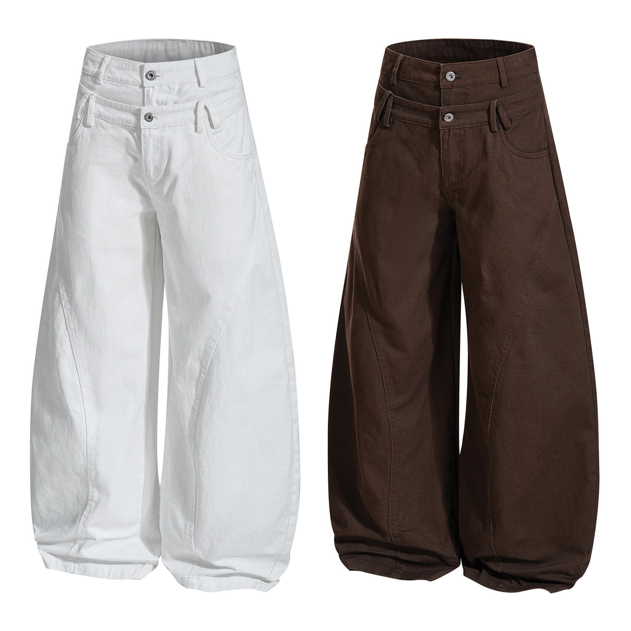 Omirad Double-Waist Curved Wide Pants