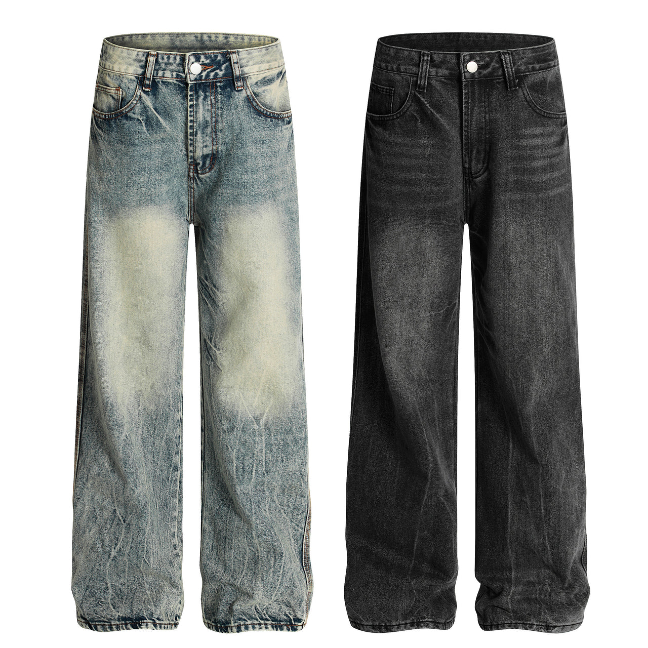 Omirad Vintage Wash Wide-Leg Jeans